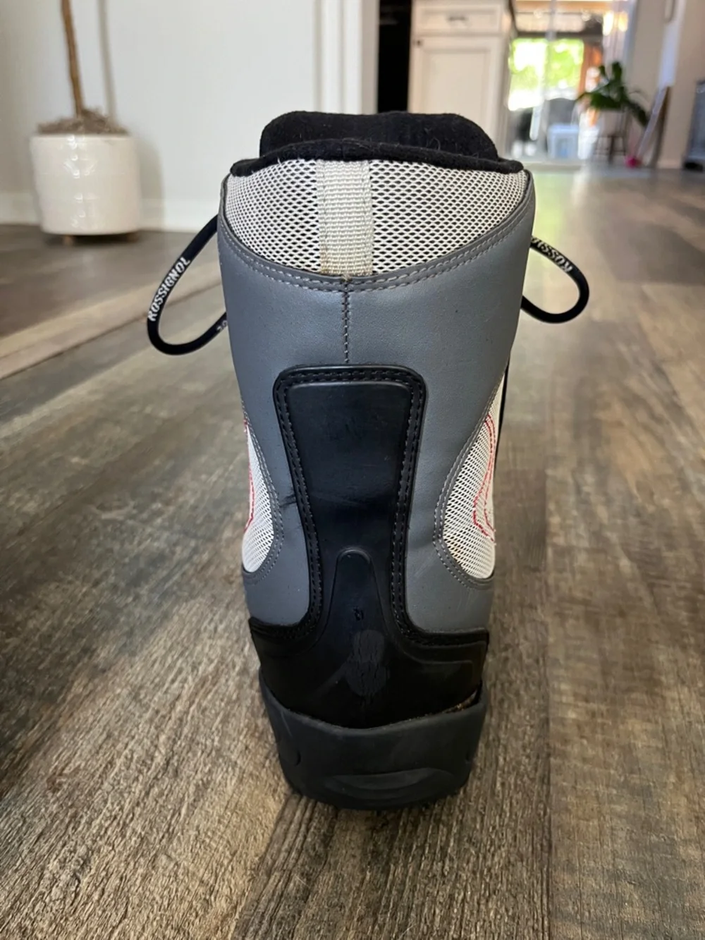 Rossignol Black, Gray & White Lace-Up Ski Boots with Red Accents